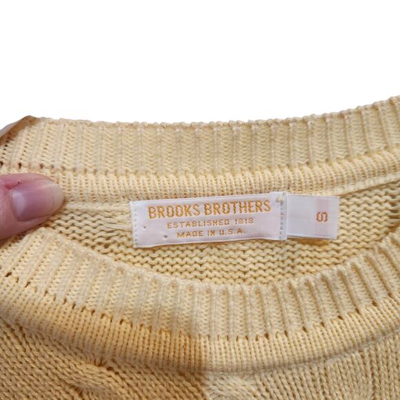Brooks Brothers Yellow Long Sleeve Open Knit Crew Neck Pullover Sweater Small - Picture 3 of 5
